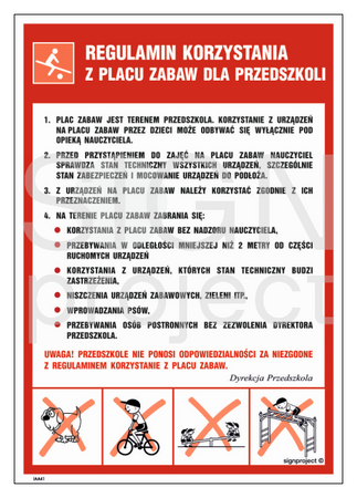 IAA41 Instrukcja regulamin korzystania z placów zabaw dla przedszkoli