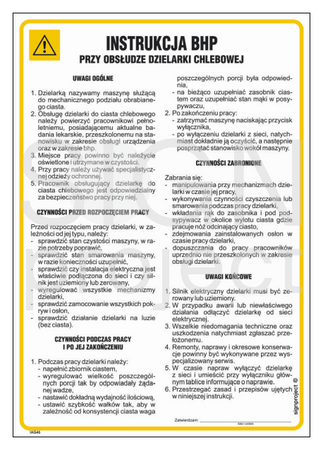 IAG46 Occupational health and safety instructions for operating a bread divider