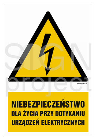 HA006 Niebezpieczeństwo dla życia przy dotykaniu urządzeń elektrycznych - arkusz 9 naklejek