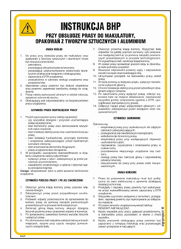 IAA37 Health and safety instructions for the use of a waste paper baler