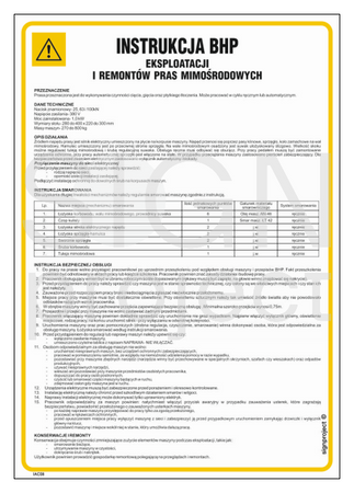 IAC08 Instrukcja BHP eksploatacji i remontów pras mimośrodowych