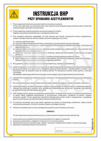 IAC18 Instrukcja BHP przy spawaniu acetylenowym