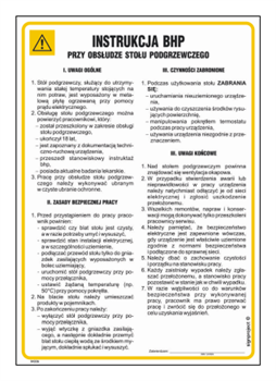 IAG36 Occupational health and safety instructions for the use of the warming table