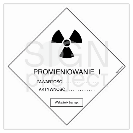 KA003 Warning sign for marking category I transport consignments