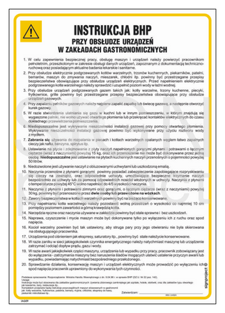 IAG09 Health and safety instructions for operating equipment in catering establishments