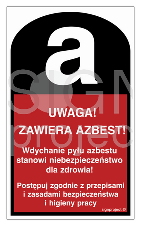 LC003 Attention! Contains asbestos - sheet of 15 stickers