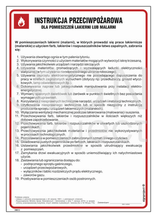 DB013 Instrukcja przeciwpożarowa dla lakierni (malarni)