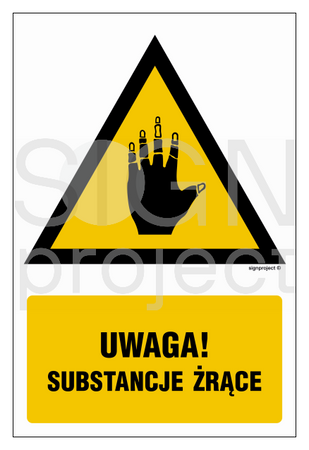 JA010 Warning against corrosive substances