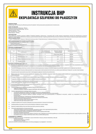 IAC10 Health and safety manual for surface grinder operation
