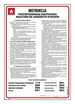 DB011 Instrukcja przeciwpożarowego zabezpieczenia magazynów nie zagrożonych wybuchem