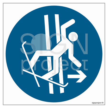 GJ035 Order to leave the T-bar immediately in the event of a fall - sheet of 9 stickers