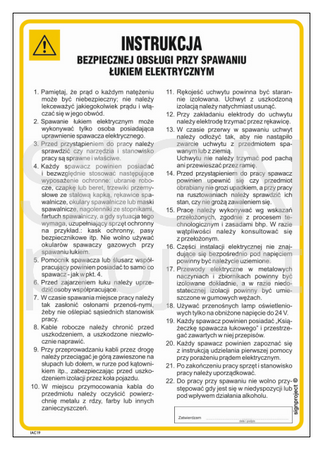 IAC19 Instrukcja bezpiecznej obsługi przy spawaniu łukiem elektrycznym