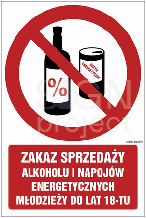 GC092 Zakaz sprzedaży alkoholu i napojów energetycznych młodzieży do lat 18-tu - opakowanie 10 sztuk
