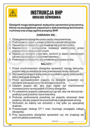 IAE02 Instrukcja BHP obsługi dźwignika