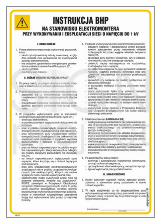 IAF12 Occupational health and safety instructions at the position of an electrician during the construction and operation of 1 kV networks
