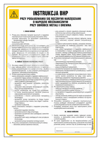 IAA04 Instrukcja BHP przy posług. się ręcznymi narzędziami o napędzie mech.