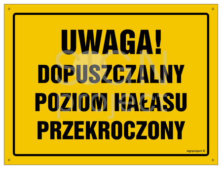 OA060 Uwaga! Dopuszczalny poziom hałasu przekroczony