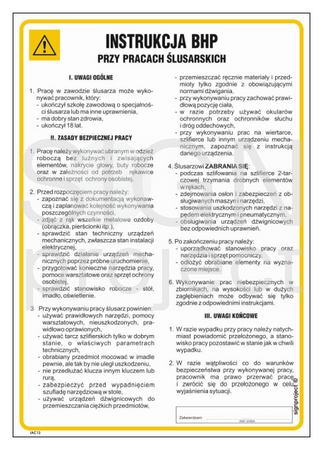 IAC13 Instrukcja BHP przy pracach ślusarskich