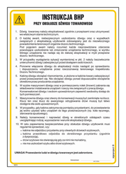 IAE18 Occupational health and safety instructions when operating a goods lift