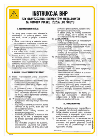 IAC26 Health and safety instructions for cleaning metal elements with sand, slag or shot