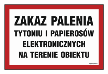 NC086 Zakaz palenia tytoniu i papierosów elektronicznych na terenie obiektu