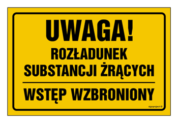 ND036 Uwaga rozładunek substancji żrących wstęp wzbroniony