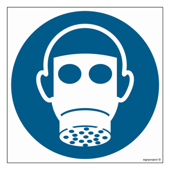 GJ017 Nakaz stosowania ochrony dróg oddechowych - arkusz 12 naklejek