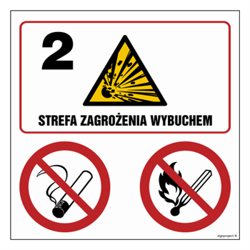NB038 Strefa zagrożenia wybuchem 2. Zakaz palenia. Zakaz używania otwartego ognia.
