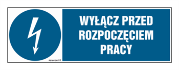 HF002 Wyłącz przed rozpoczęciem pracy - arkusz 8 naklejek