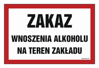 NC012 Zakaz wnoszenia alkoholu na teren zakładu