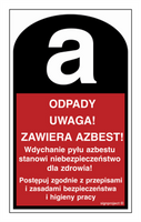 LC004 Uwaga! Zawiera azbest - arkusz 15 naklejek