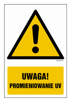 GF050 Uwaga promieniowanie UV