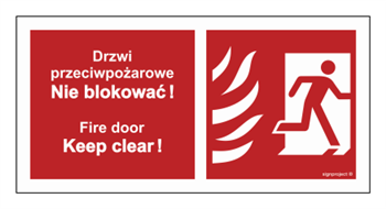 BC049 Drzwi przeciwpożarowe, Nie blokować ! Fire door, Keep clear ! prawostronne