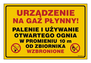 JD053 Urządzenie na gaz płynny! Palenie i używanie otwartego ognia w pr. 10 m od zbiornika wzbronione