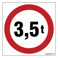 SA052 Znak drogowy B-18. Zakaz wjazdu pojazdów o rzeczywistej masie całkowitej ponad 3,5 ton