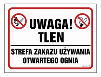 NB015 Uwaga tlen! Strefa zakazu używania otwartego ognia
