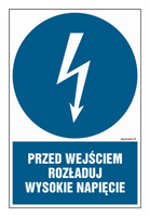 HE007 Przed wejściem rozładuj wysokie napięcie - arkusz 9 naklejek