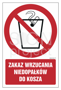 GC032 Zakaz wrzucania niedopałków do kosza