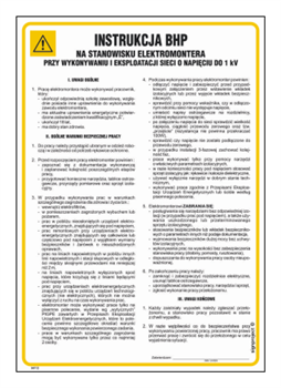 IAF12 Instrukcja BHP na stanowisku elektromontera przy wykonywaniu i eksploatacji sieci o napięciu 1 kV