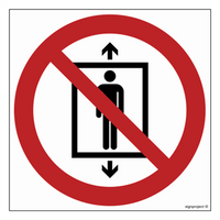 GA027 Zakaz używania windy przez ludzi - arkusz 12 naklejek