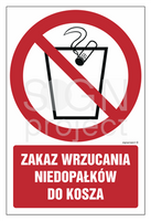 GC032 Zakaz wrzucania niedopałków do kosza