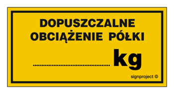 NC080 Dopuszczalne obciążenie półki ........... kg - arkusz 6 naklejek