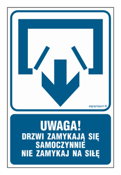 RB011 Uwaga! Drzwi zamykają się samoczynnie. Nie zamykaj na siłę (drzwi dwuskrzydłowe)