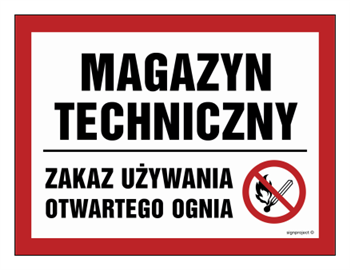NB014 Magazyn techniczny. Zakaz używania otwartego ognia