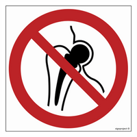 GA014 Zakaz wstępu z metalowymi implantami - arkusz 12 naklejek