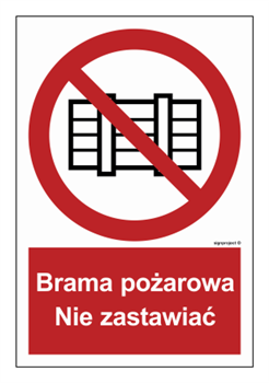 BC144 Brama pożarowa. Nie zastawiać