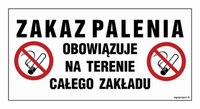 NC131 Zakaz palenia obowiązuje na terenie całego zakładu