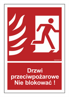 BC057 Drzwi przeciwpożarowe. Nie blokować! lewostronne - arkusz 9 naklejek