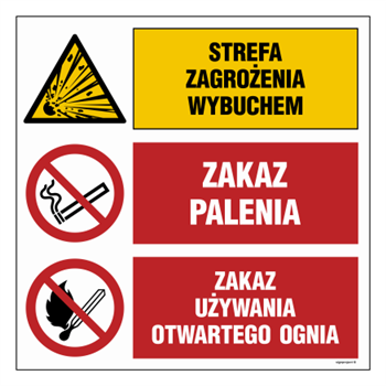 OI025 Strefa zagrożenia wybuchem, Zakaz palenia, Zakaz używania otwartego ognia