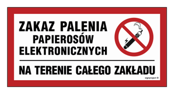 NC092 Zakaz palenia papierosów elektronicznych na terenie całego zakładu